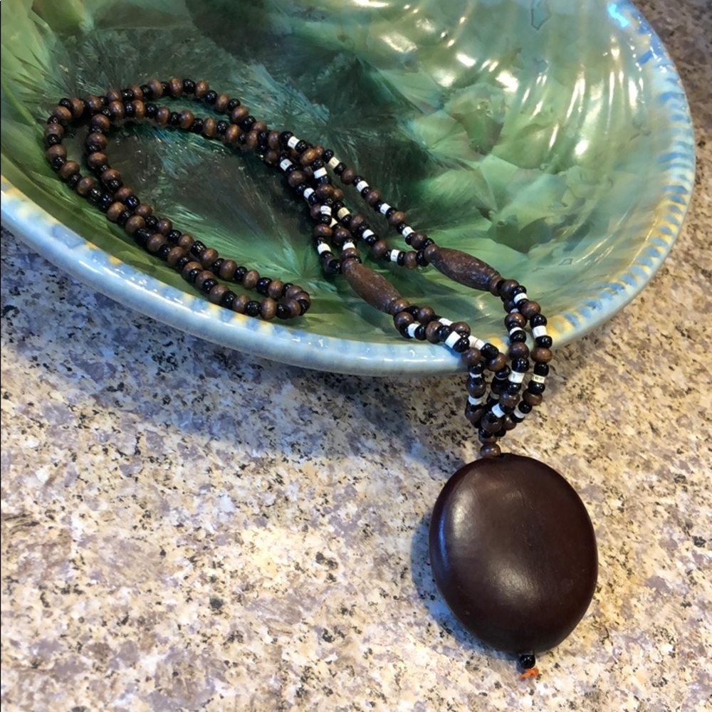 Brown Necklace Goes Over Head No Clasp Beads